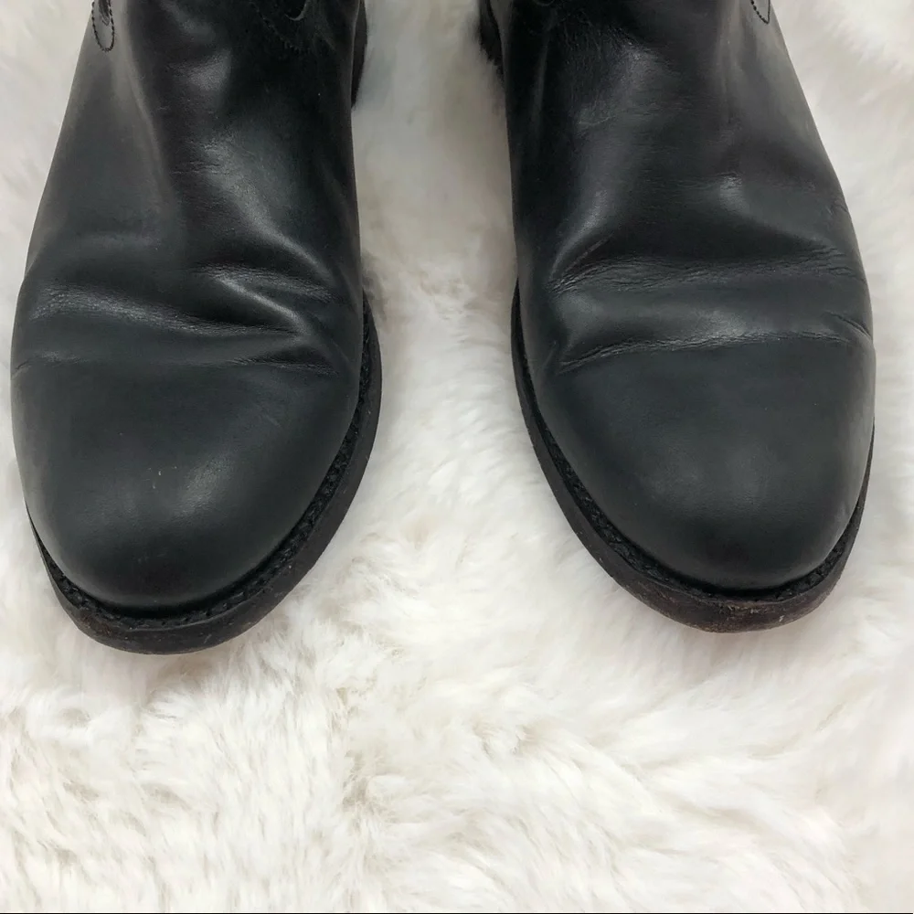 Black Frye Leather Zip Booties